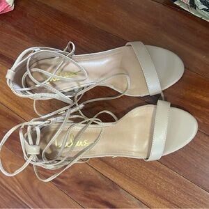 Lulu's Cream Lace-Up Heels